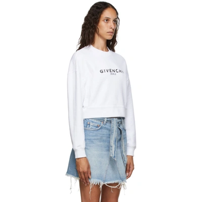 Shop Givenchy White 'paris' Logo Cropped Sweatshirt In 100 White