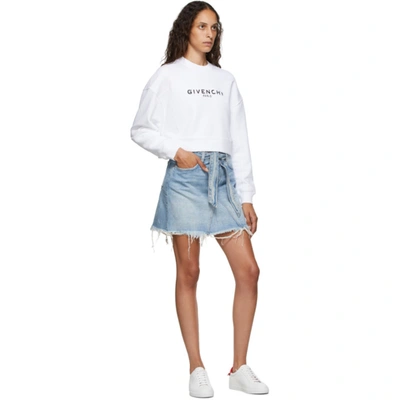 Shop Givenchy White 'paris' Logo Cropped Sweatshirt In 100 White