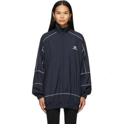 Shop Balenciaga Navy Bb Zip-up Jacket In 4100 Dknavy