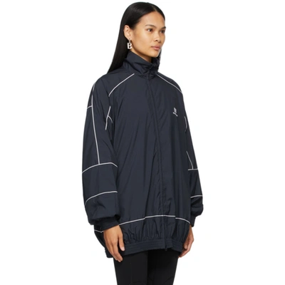 Shop Balenciaga Navy Bb Zip-up Jacket In 4100 Dknavy