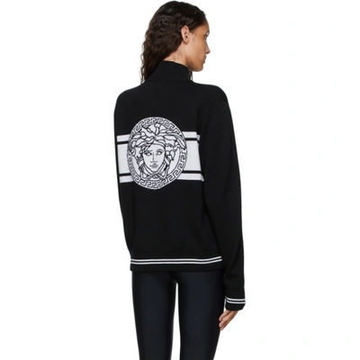 Shop Versace Black & White Logo Sweater In A2024 Black