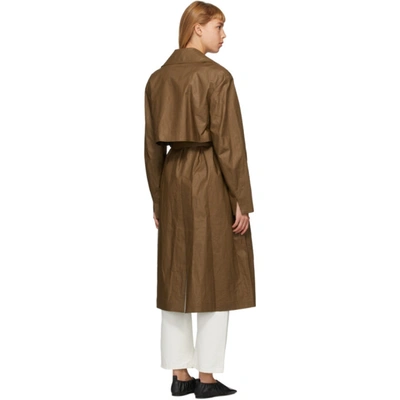 Shop Partow Brown Coated Linen Leon Trench Coat In Coffee