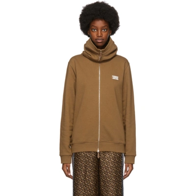 Shop Burberry Brown French Terry Snood Hoodie In Fawn