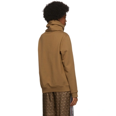 Shop Burberry Brown French Terry Snood Hoodie In Fawn