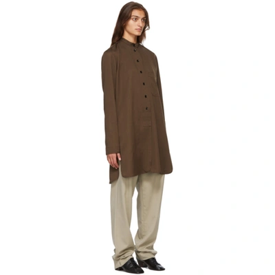 Shop Lemaire Brown Wool Long Shirt In 468 Earth