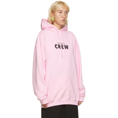 Shop Balenciaga Pink 'crew' Hoodie In 1900 Pk/bk