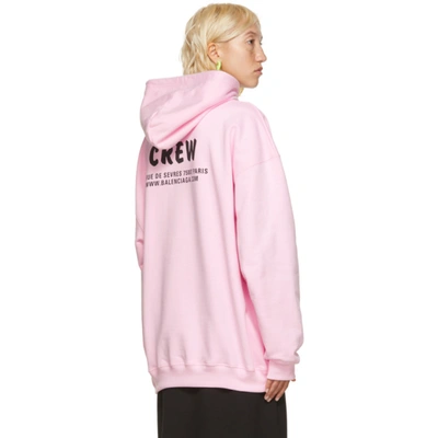 Shop Balenciaga Pink 'crew' Hoodie In 1900 Pk/bk