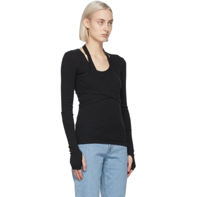 Shop Helmut Lang Black Wrap Long Sleeve T-shirt In Yvm Basalt Black