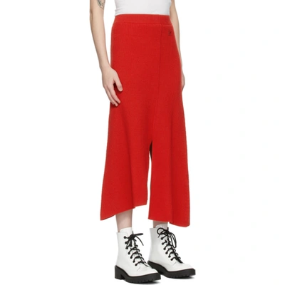 Shop Kenzo Red Wool Asymmetric Skirt In 21 Med Red