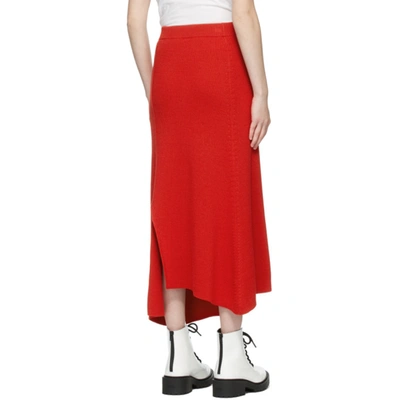 Shop Kenzo Red Wool Asymmetric Skirt In 21 Med Red