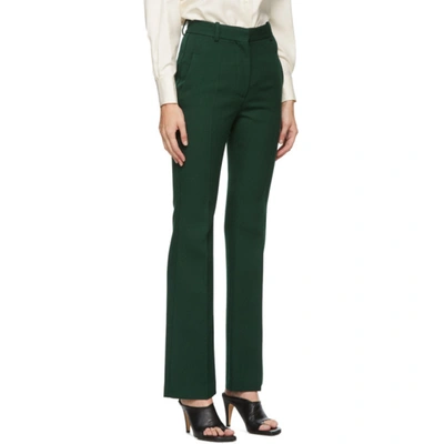 Shop Victoria Beckham Green Wool Gabardine Trousers In Bottle Gree