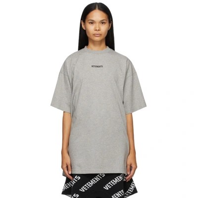 Shop Vetements Grey Logo Patch T-shirt In Grey Melange