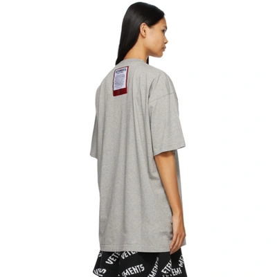 Shop Vetements Grey Logo Patch T-shirt In Grey Melange