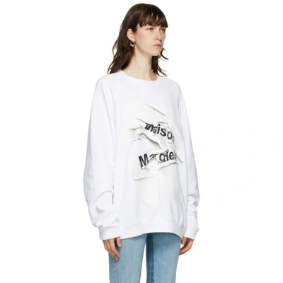 Shop Maison Margiela White Paper Logo Sweatshirt In 100 White