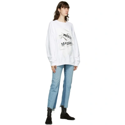 Shop Maison Margiela White Paper Logo Sweatshirt In 100 White