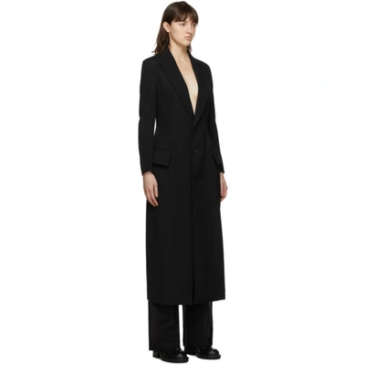 Shop Yohji Yamamoto Black Lace-up Long Coat