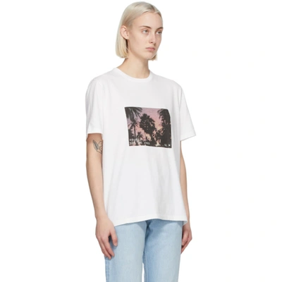 Shop Saint Laurent White Vhs Dark Sunset T-shirt In 8486 Natural/multi