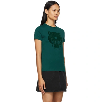 Shop Kenzo Blue Tiger Flock T-shirt In Turquoise