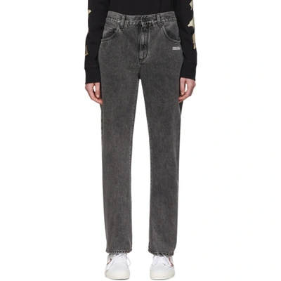 Shop Off-white Grey Washed Baggy Jeans In Dark Grey