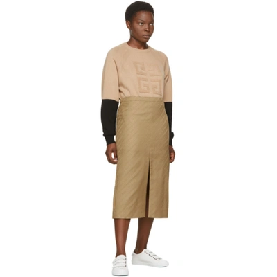 Shop Givenchy Beige Jacquard Tubino Skirt In 250 Nude