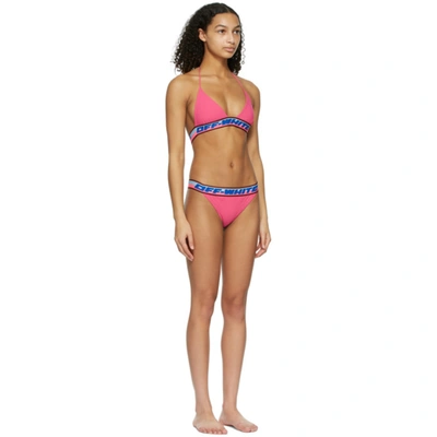 Shop Off-white Pink Logo Tape Bikini In Fuchsia