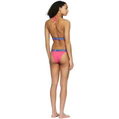 Shop Off-white Pink Logo Tape Bikini In Fuchsia