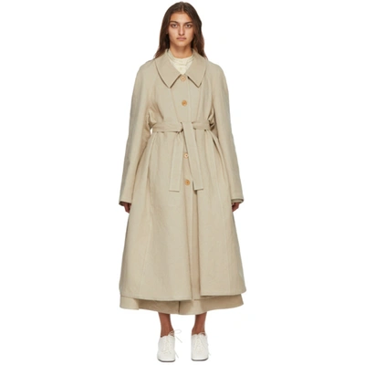 Shop Lemaire Beige Linen Trench Coat In 204 Lt Beig