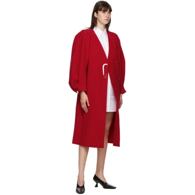 Shop Givenchy Red Wool Varnished Pin Coat In 629 Pop Red