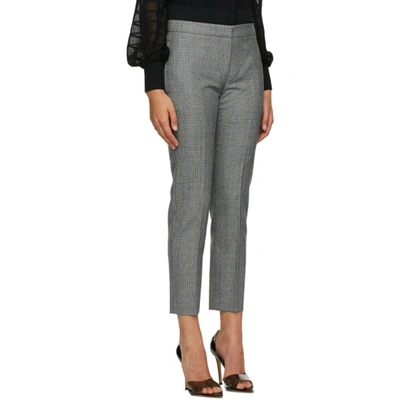 Shop Alexander Mcqueen Grey Wool Check Cigarette Trousers In 1058 Blkivo