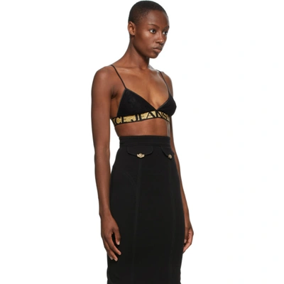 Shop Versace Jeans Couture Black Lace Triangle Bra In E899 Nero
