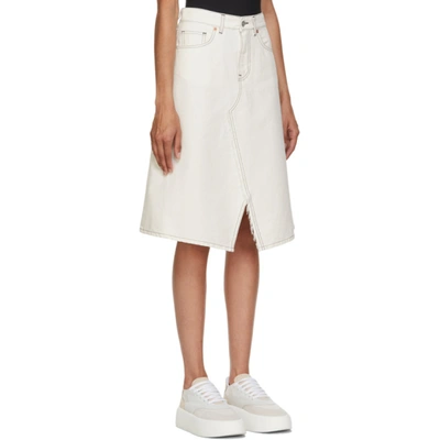 Shop Mm6 Maison Margiela Off-white Denim A-line Skirt In 101 Off Whi