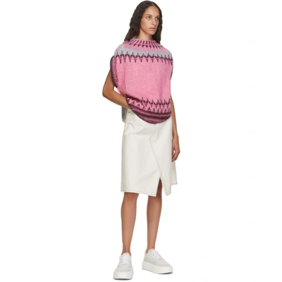 Shop Mm6 Maison Margiela Off-white Denim A-line Skirt In 101 Off Whi