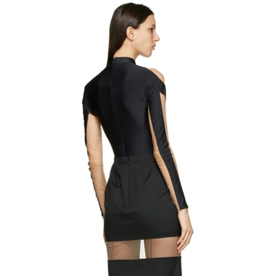 Shop Mugler Black Segmented Long Sleeve Bodysuit