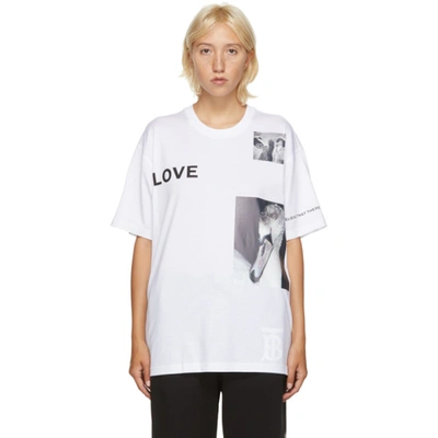 Shop Burberry White 'love' Swan T-shirt