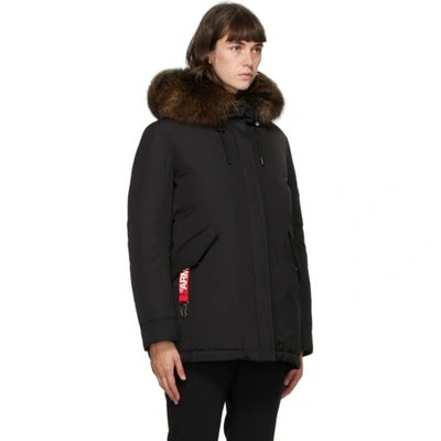 Shop Yves Salomon Black Down Hooded Coat In A0547 Noir