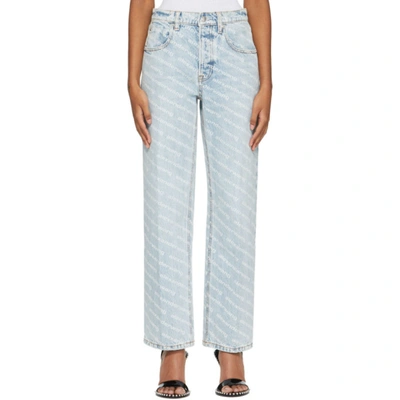 Shop Alexander Wang Blue Mid-rise Skater Jeans In 270 Pebble