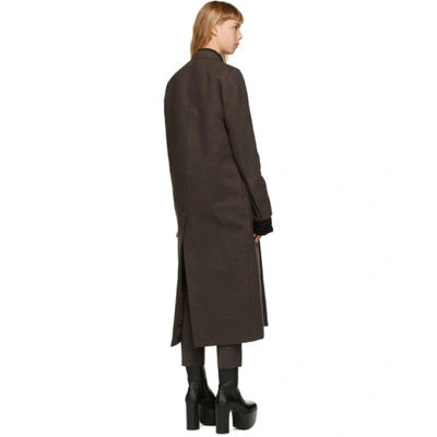 Shop Rick Owens Brown Museum Coat In 94 Dark Bro