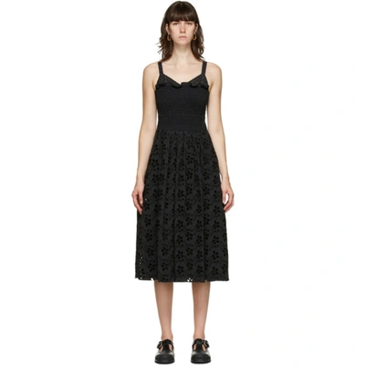 Shop Marina Moscone Black Smocked Mid-length Dress