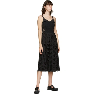Shop Marina Moscone Black Smocked Mid-length Dress