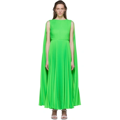 Shop Valentino Green Pleated Dress In 23h Ngreen