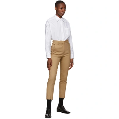 Shop Mm6 Maison Margiela Beige Wool Trousers In 119 Nude