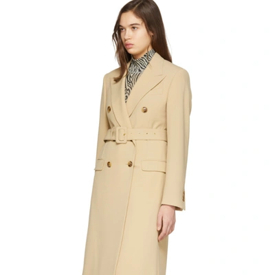 Shop Nanushka Beige Greta Coat In Blond Wood