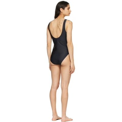 Shop Ganni Black Smiley One-piece Swimsuit In 099 Black