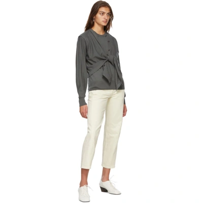 Shop Lemaire Grey Merino Cardigan Sweater In 966 Anthrac