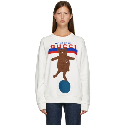 Shop Gucci Off-white 'original ' Bear Sweater In 9095 Sunlig