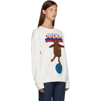 Shop Gucci Off-white 'original ' Bear Sweater In 9095 Sunlig