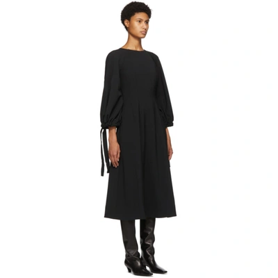 Shop Edit Black Drawcord Mid-length Dress In 999 Black