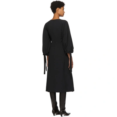 Shop Edit Black Drawcord Mid-length Dress In 999 Black