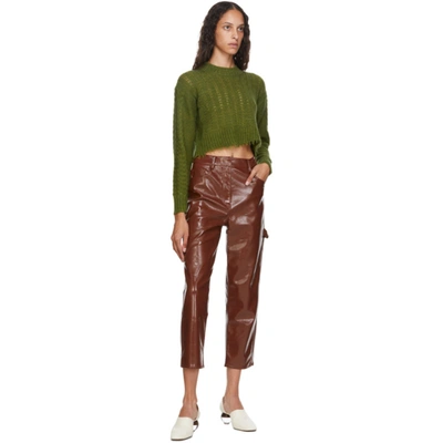 Shop Tibi Green Nuage Cropped Crewneck In Fern Green