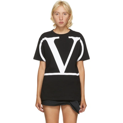 Shop Valentino Black Vlogo T-shirt In 0ni Nero/bi